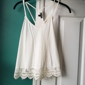 Express Sz XS, white lace tank top